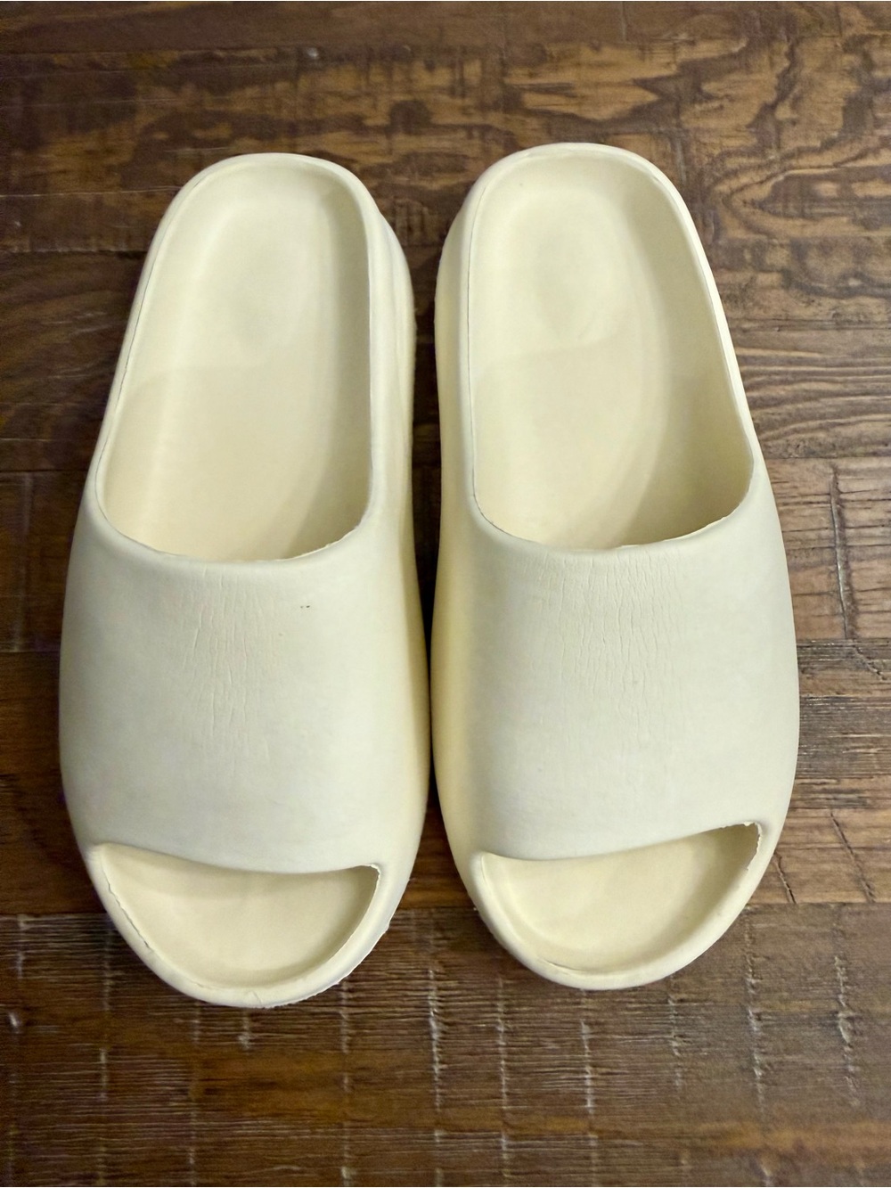 Cream Slip-On Foam Slide Sandals